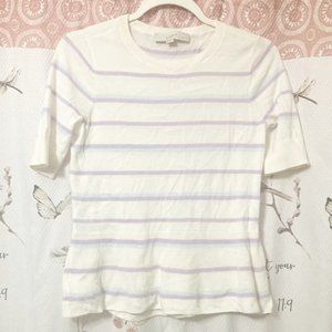 LOFT Women's Striped Peplum Sweater Top Short Sleeve Size XXSP
